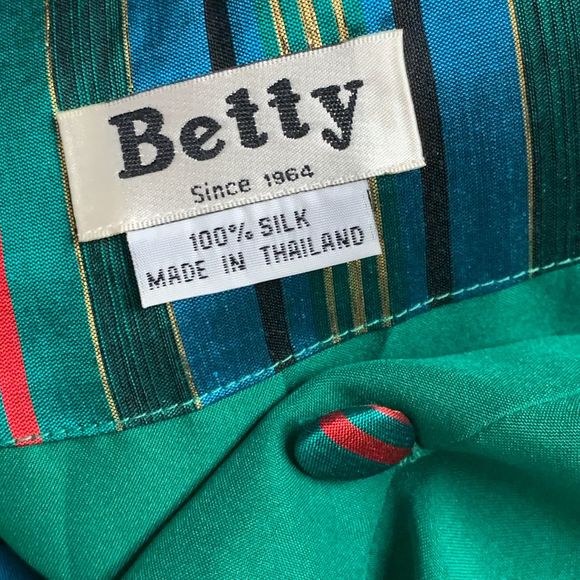 Vintage 80s Striped Holiday Christmas Green Jacket - Picture 8 of 8